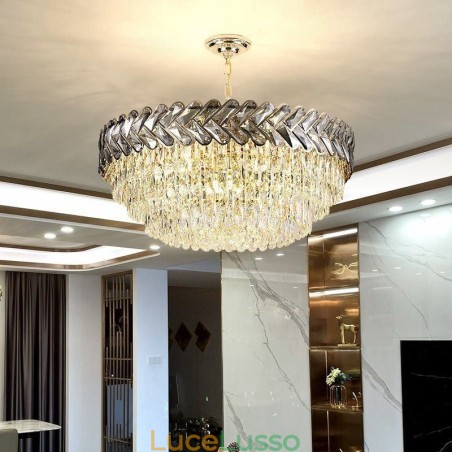 Lampada a sospensione in cristallo Lampada da soffitto in oro Lampada a sospensione in cristallo Lampada da soffitto in oro