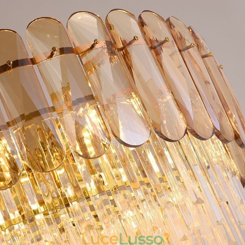 Lampada a sospensione di lusso in cristallo dorato