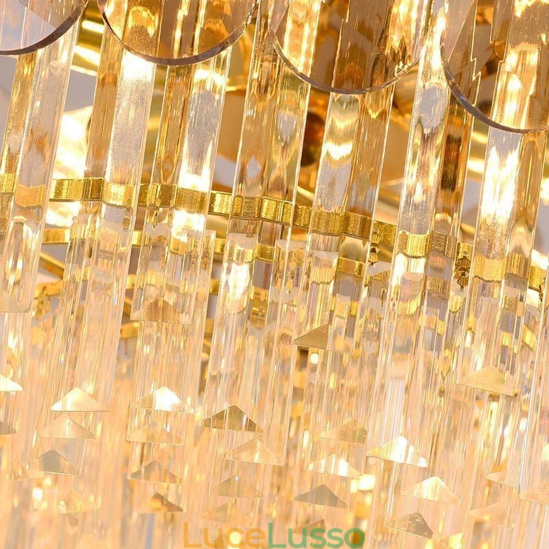 Lampada a sospensione di lusso in cristallo dorato
