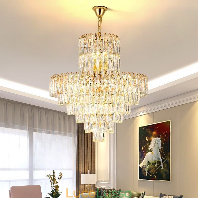 Moderna lampada a sospensione in cristallo, plafoniere contemporanee
