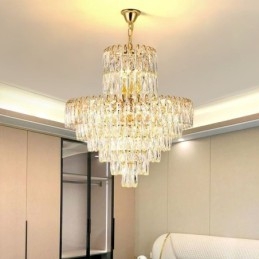 Moderna lampada a sospensione in cristallo, plafoniere contemporanee