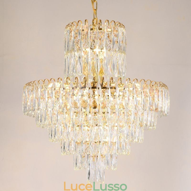 Moderna lampada a sospensione in cristallo, plafoniere contemporanee