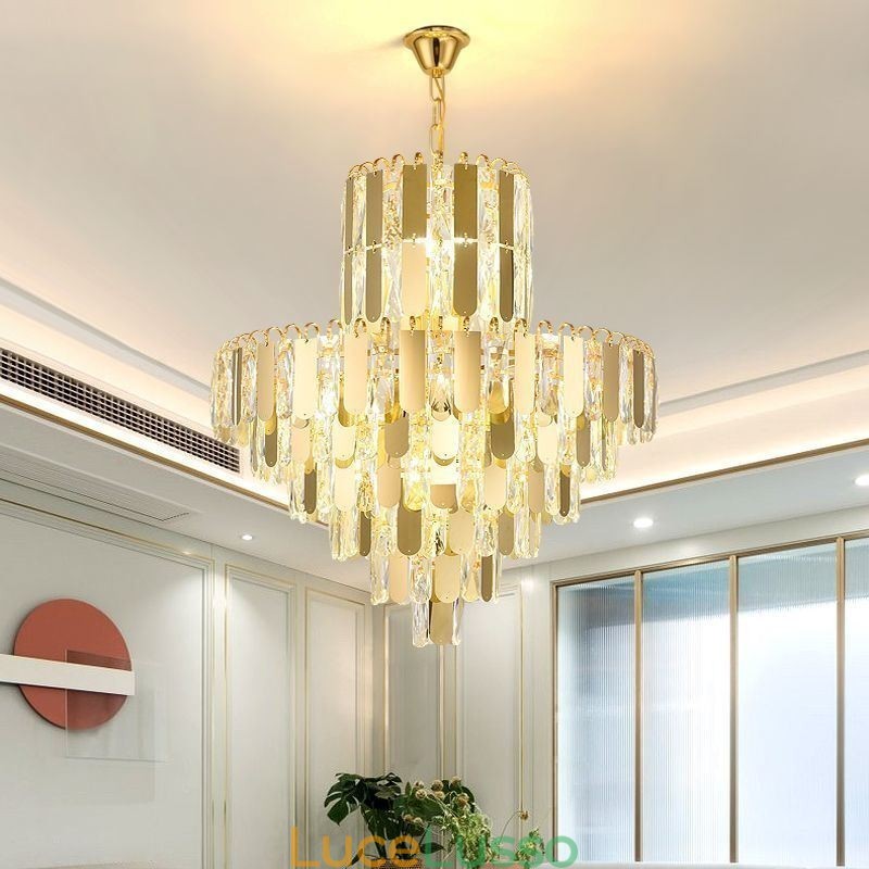 Moderna lampada a sospensione in cristallo, plafoniere contemporanee