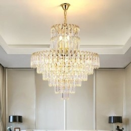 Elegante lampada a sospensione in cristallo rotondo da soffitto
