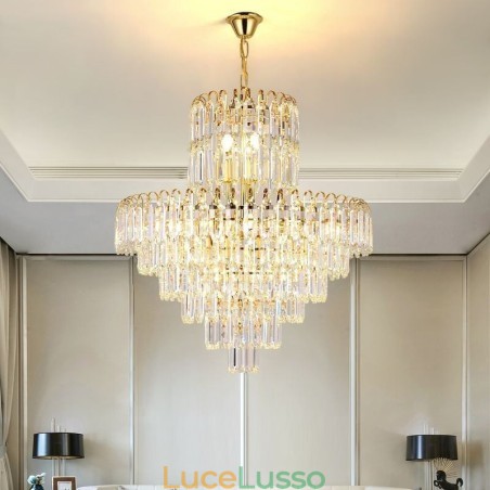Elegante lampada a sospensione in cristallo rotondo da soffitto