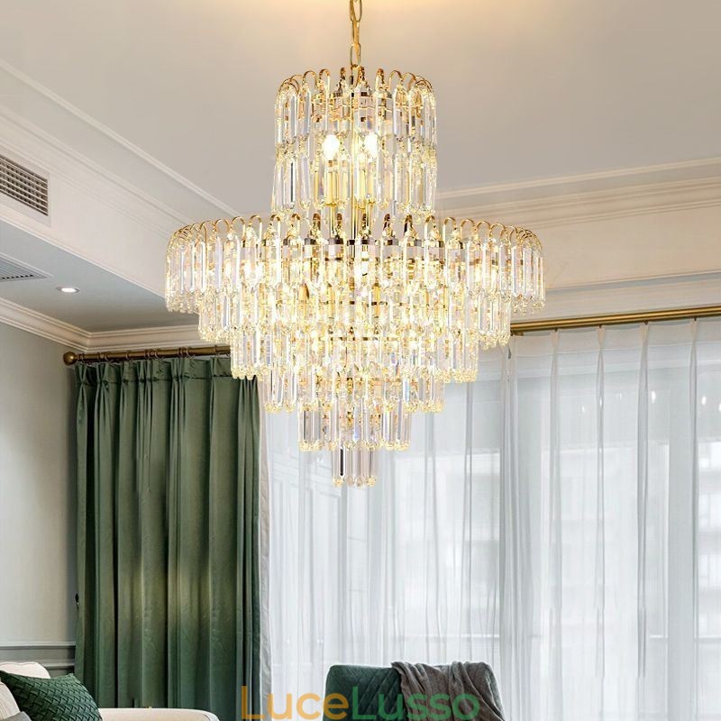 Elegante lampada a sospensione in cristallo rotondo da soffitto