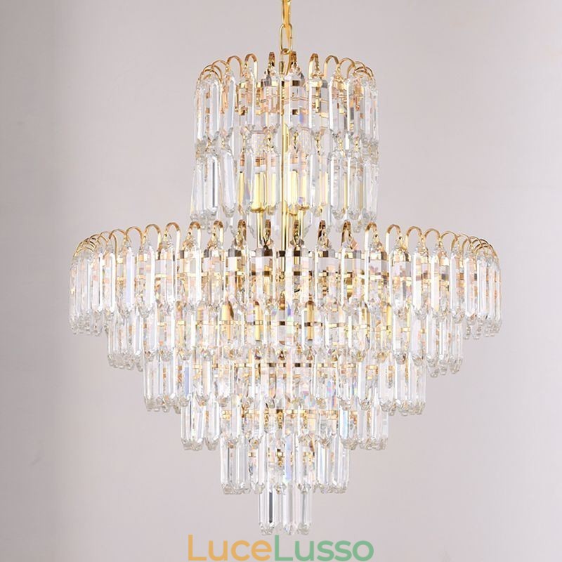 Elegante lampada a sospensione in cristallo rotondo da soffitto