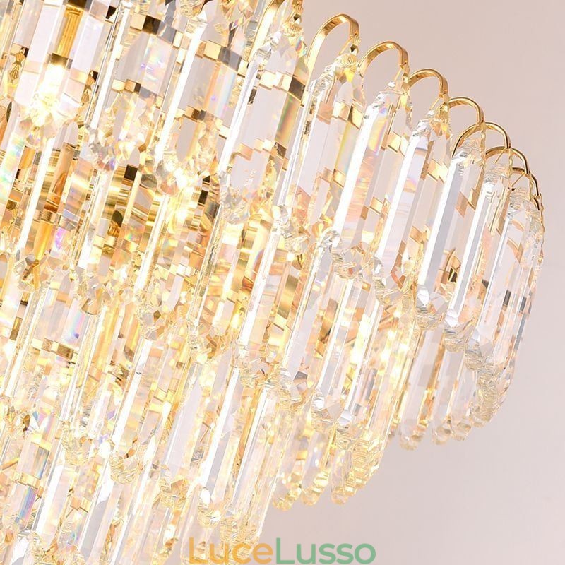 Elegante lampada a sospensione in cristallo rotondo da soffitto