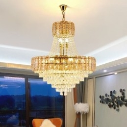 Lampada a sospensione moderna in cristallo, lampada da soffitto rotonda