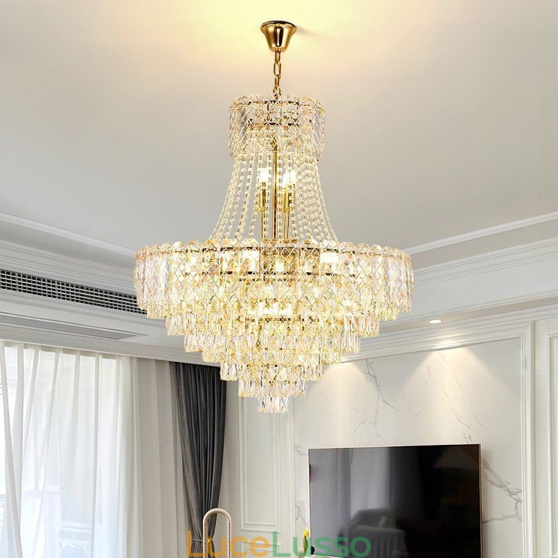 Lampada a sospensione moderna in cristallo, lampada da soffitto rotonda