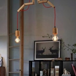 Lampadario Mini Stile Moderno Contemporaneo Legno Bambù