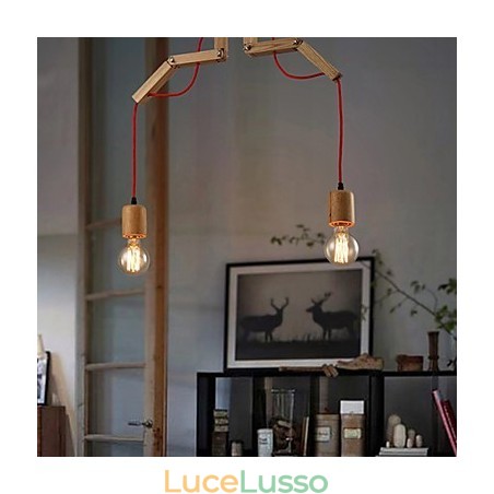 Lampadario Mini Stile Moderno Contemporaneo Legno Bambù Lampadario Mini Stile Moderno Contemporaneo Legno Bambù