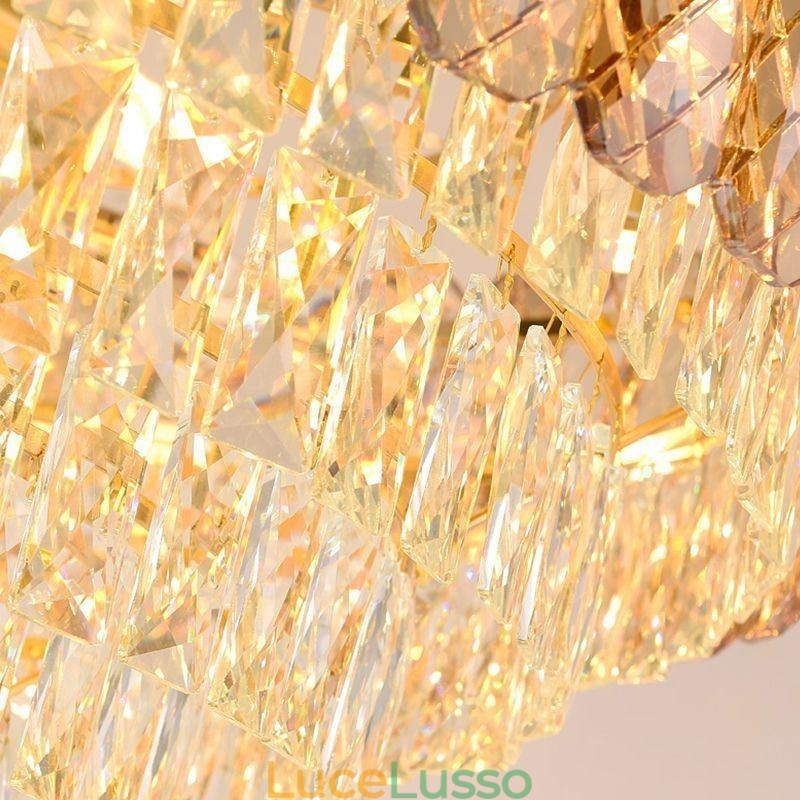 Lampada a sospensione moderna in cristallo, lampada da soffitto rotonda