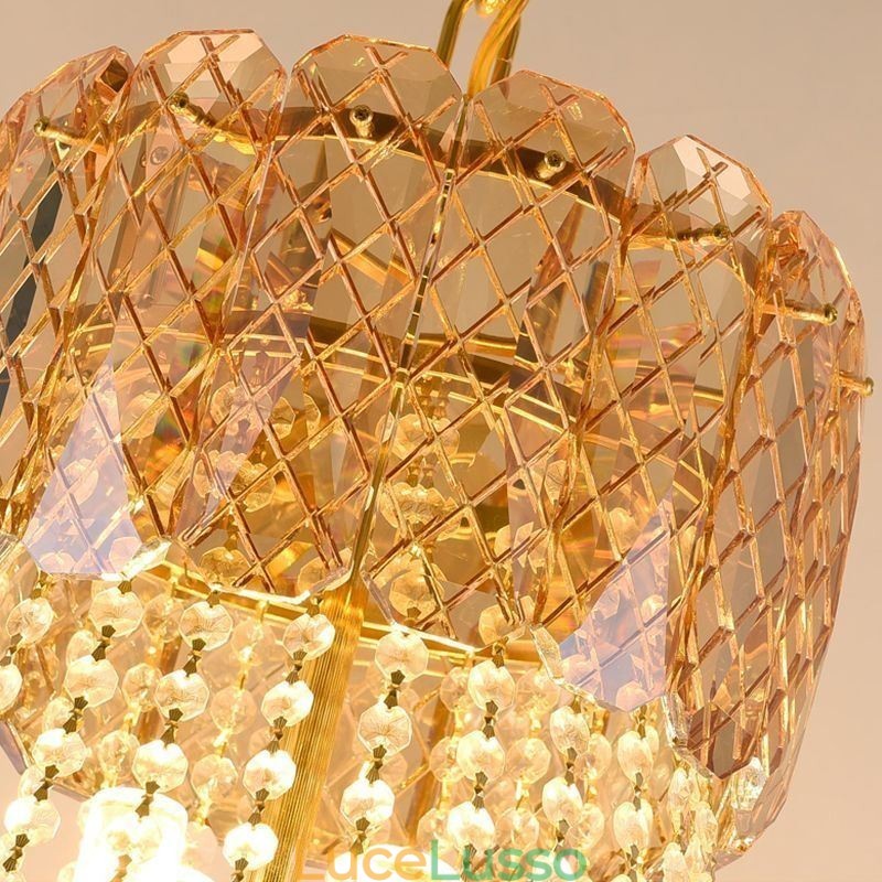 Lampada a sospensione moderna in cristallo, lampada da soffitto rotonda