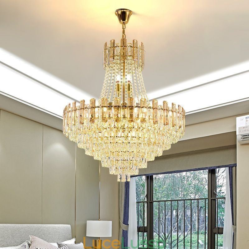 Lampada a sospensione moderna in cristallo, lampada da soffitto rotonda