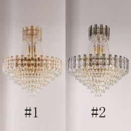 Lampada a sospensione moderna in cristallo, lampada da soffitto rotonda
