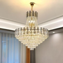 Lampada a sospensione moderna in cristallo, lampada da soffitto rotonda