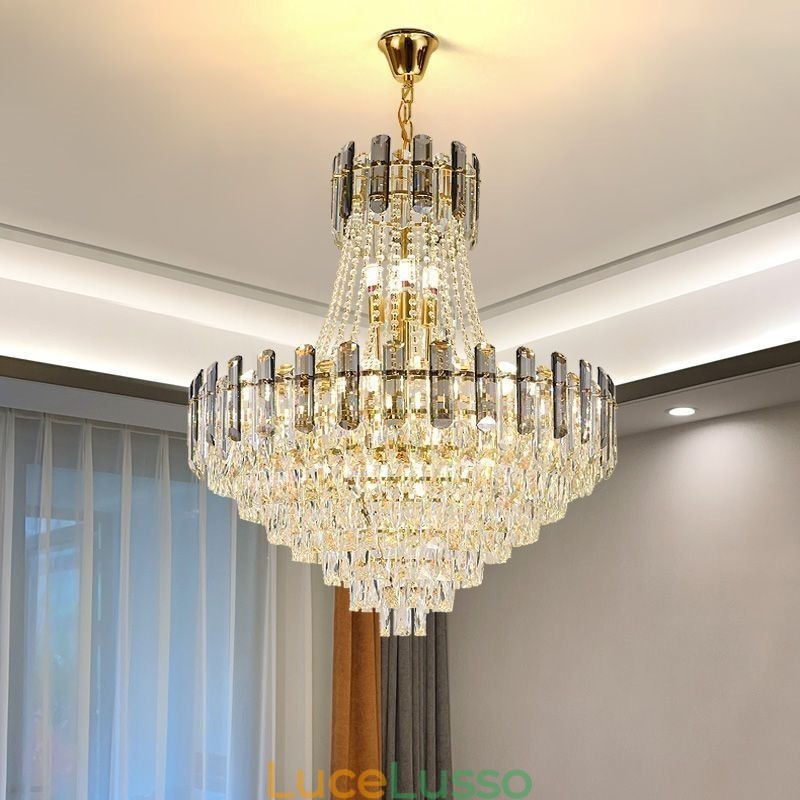 Lampada a sospensione moderna in cristallo, lampada da soffitto rotonda