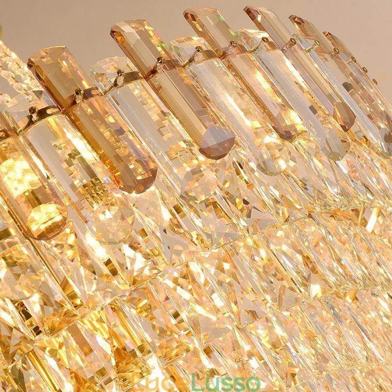 Lampada a sospensione moderna in cristallo, lampada da soffitto rotonda