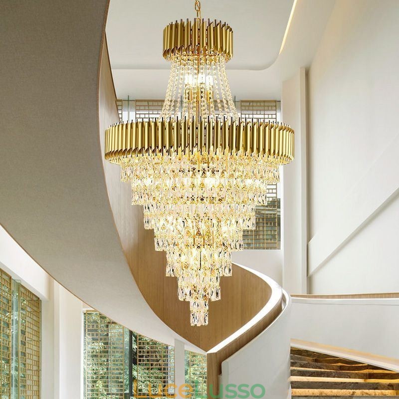 Lampada a sospensione moderna in cristallo Lampada da soffitto conica