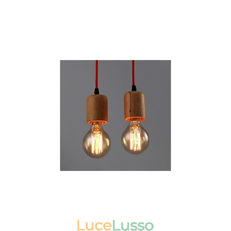 Lampadario Mini Stile Moderno Contemporaneo Legno Bambù