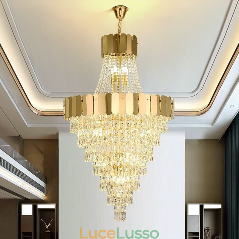 Lampada a sospensione conica in cristallo europeo