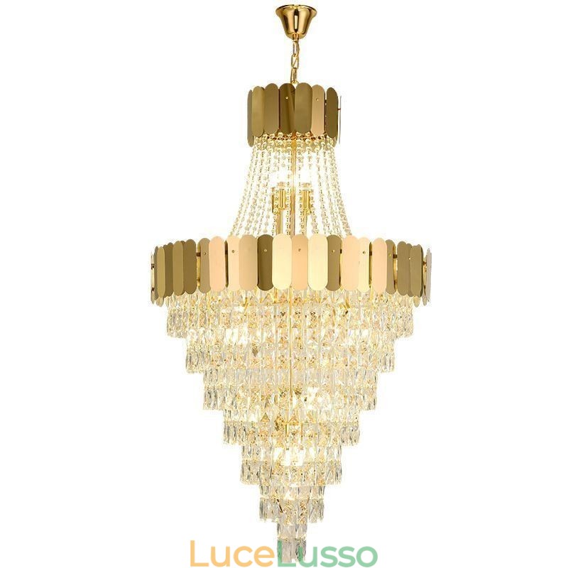 Lampada a sospensione conica in cristallo europeo