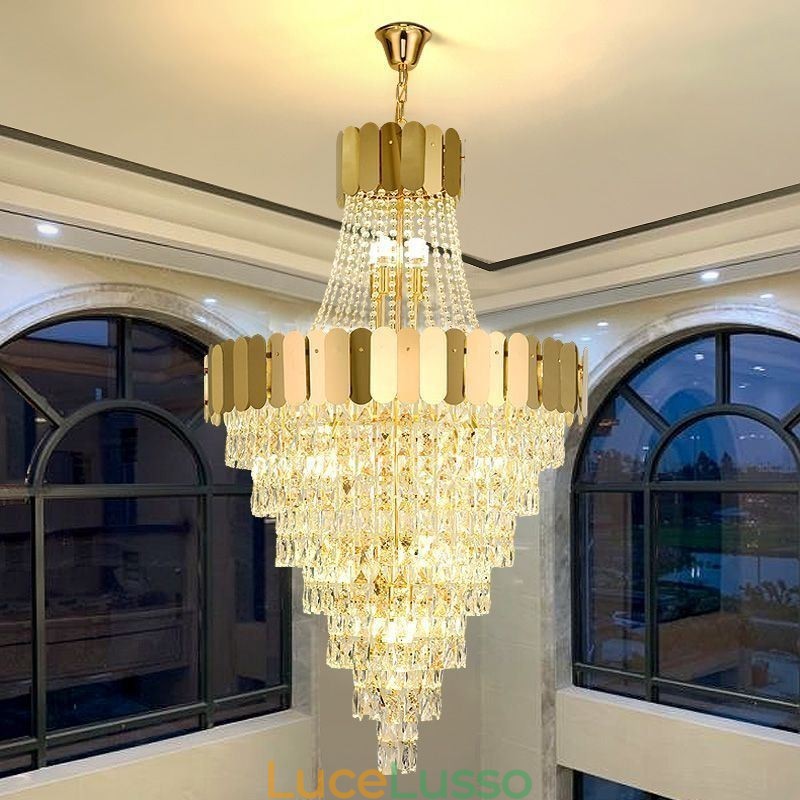 Lampada a sospensione conica in cristallo europeo