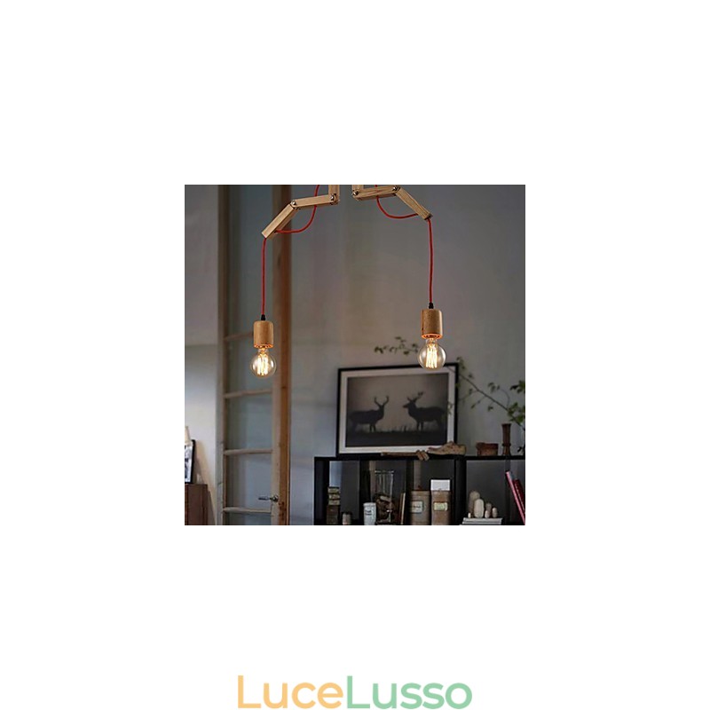 Lampadario Mini Stile Moderno Contemporaneo Legno Bambù