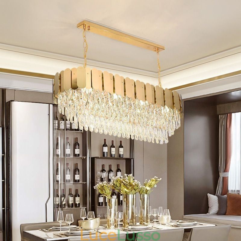 Lampada a sospensione in cristallo Lampada da soffitto ovale di lusso