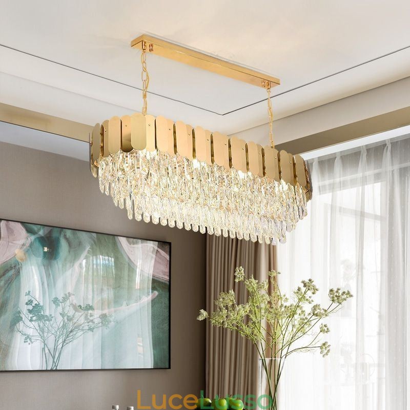 Lampada a sospensione in cristallo Lampada da soffitto ovale di lusso