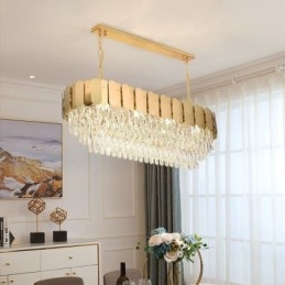 Lampada a sospensione in cristallo Lampada da soffitto ovale di lusso