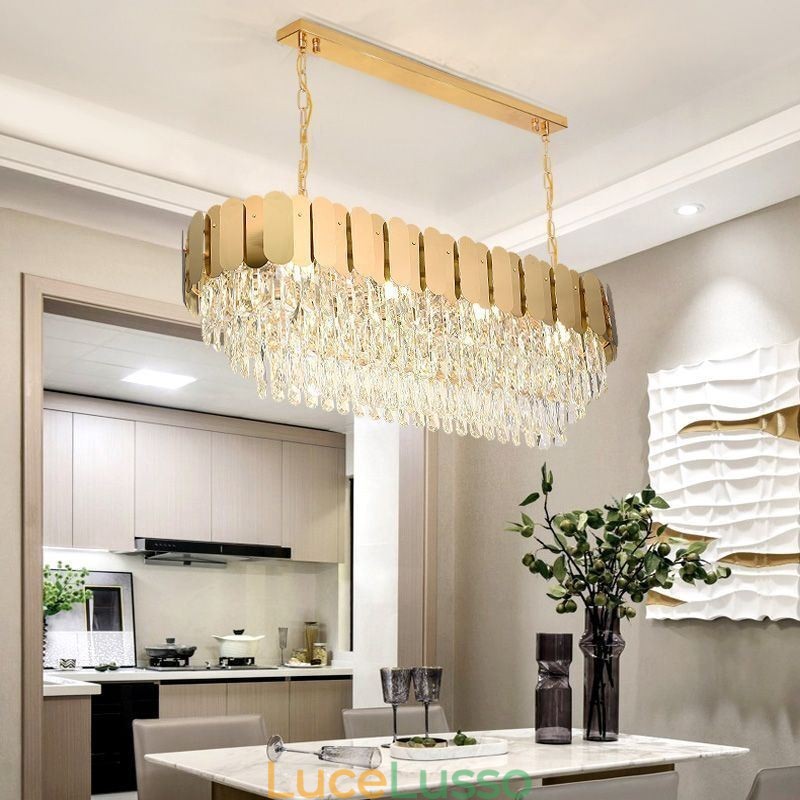Lampada a sospensione in cristallo Lampada da soffitto ovale di lusso