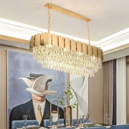 Lampada a sospensione in cristallo Lampada da soffitto ovale di lusso