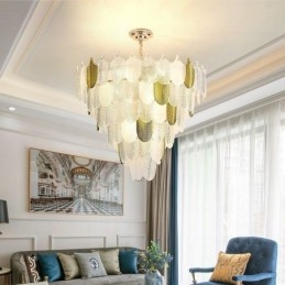 Lampada a sospensione elegante a forma di foglia in cristallo Lampada a sospensione da soffitto