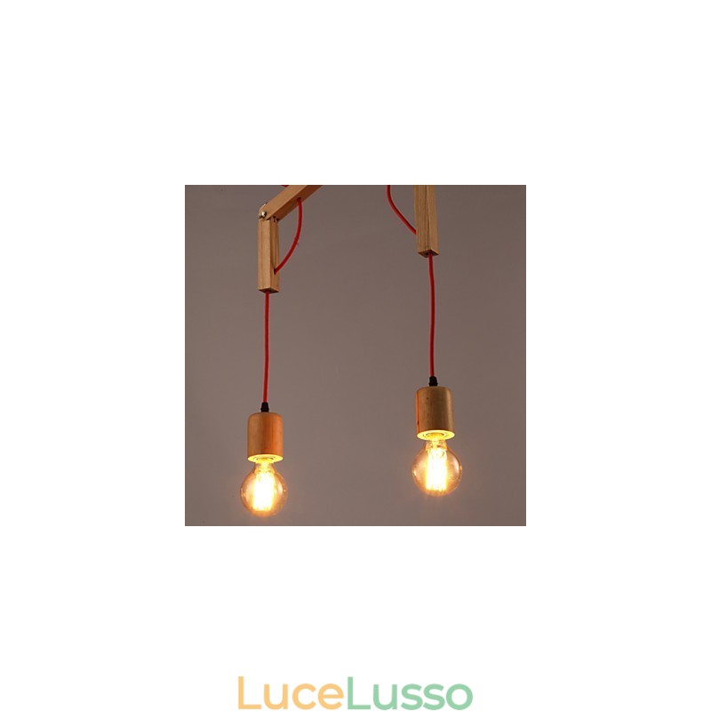 Lampadario Mini Stile Moderno Contemporaneo Legno Bambù