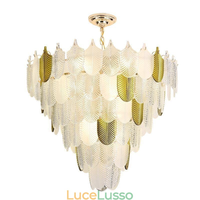 Lampada a sospensione elegante a forma di foglia in cristallo Lampada a sospensione da soffitto