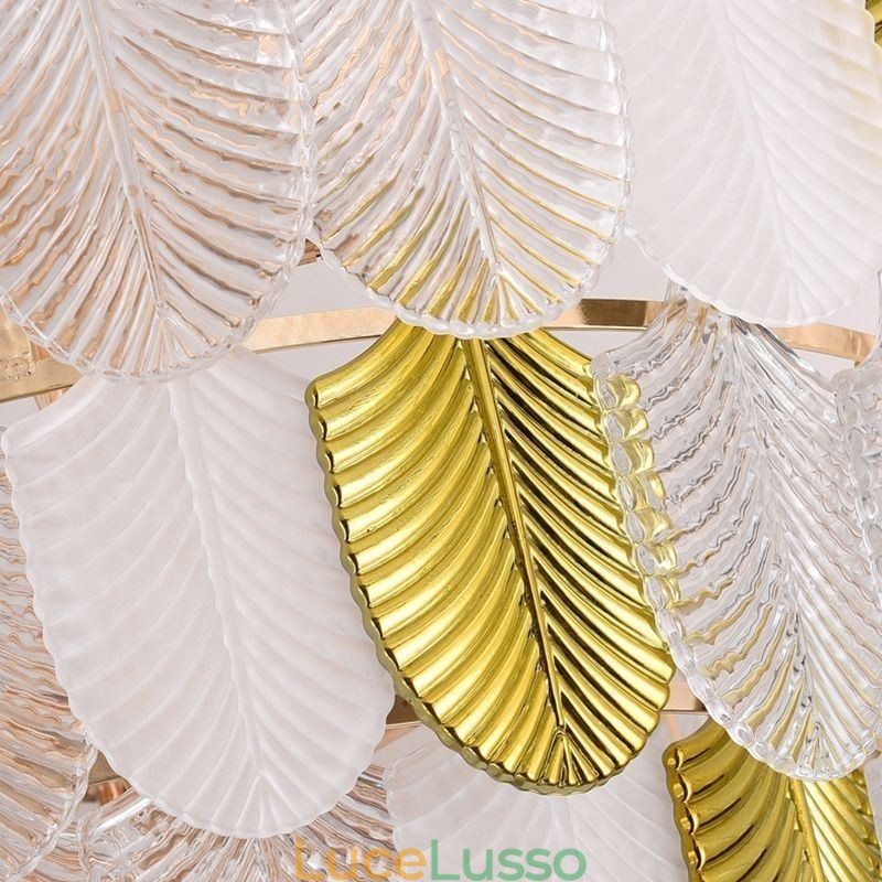 Lampada a sospensione elegante a forma di foglia in cristallo Lampada a sospensione da soffitto