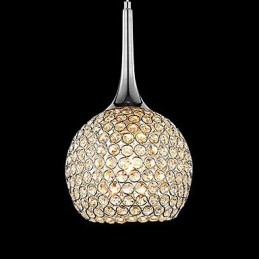 Lampadario moderno contemporaneo in metallo cromato e cristallo