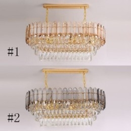 Moderna lampada a sospensione in cristallo, lampada da soffitto ovale di lusso
