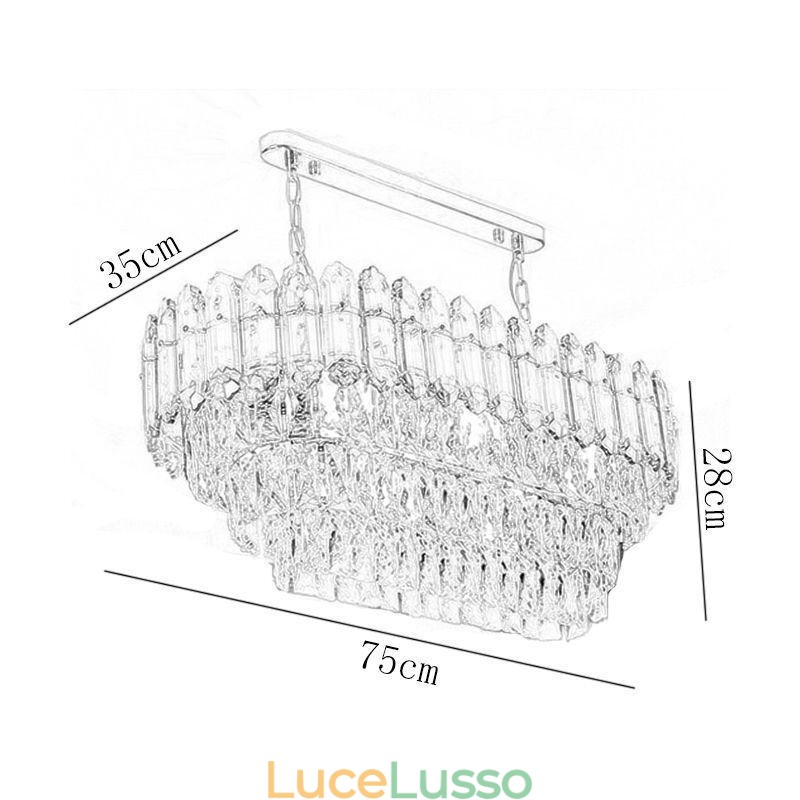 Moderna lampada a sospensione in cristallo, lampada da soffitto ovale di lusso