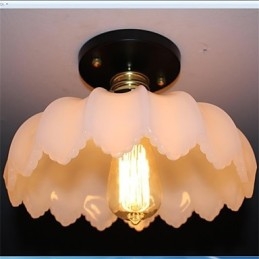 Lampada da soffitto in vetro di giada imitazione retrò a 1 testa di loto