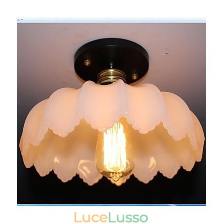 Lampada da soffitto in vetro di giada imitazione retrò a 1 testa di loto Lampada da soffitto in vetro di giada imitazione retrò a 1 testa di loto