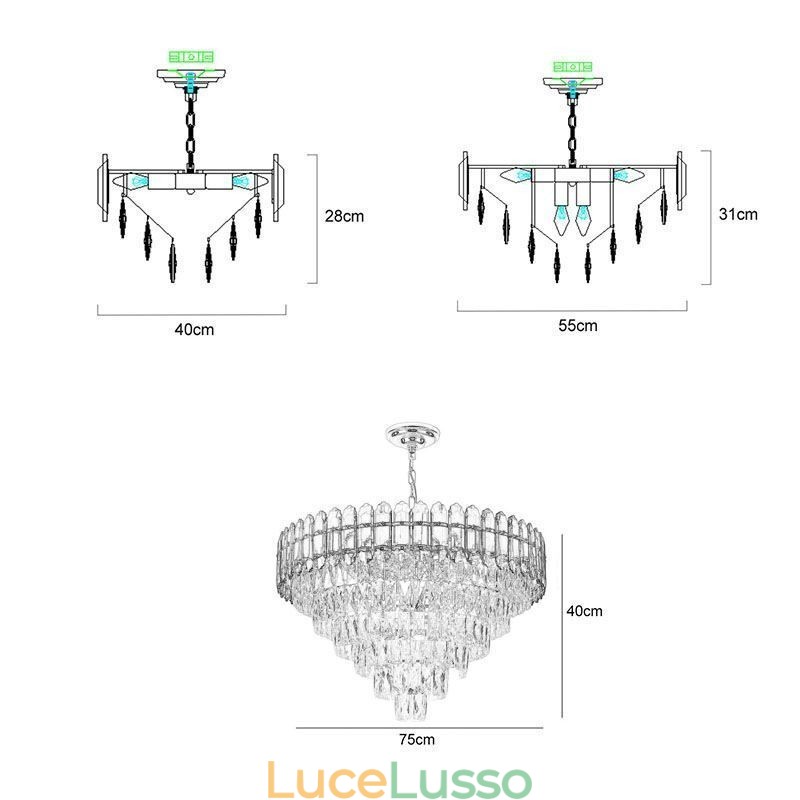 Lampada a sospensione moderna in cristallo, lampada da soffitto