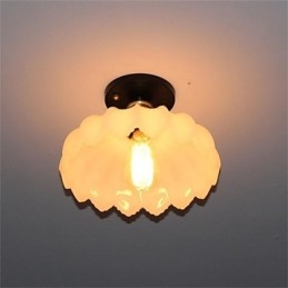Lampada da soffitto in vetro di giada imitazione retrò a 1 testa di loto