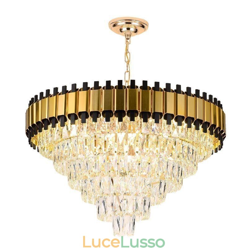 Lampada a sospensione in cristallo di lusso, illuminazione da soffitto rotonda