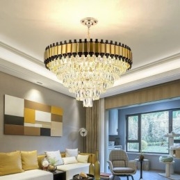 Lampada a sospensione in cristallo di lusso, illuminazione da soffitto rotonda