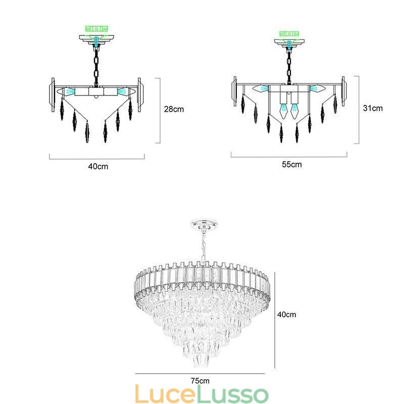 Lampada a sospensione in cristallo di lusso, illuminazione da soffitto rotonda