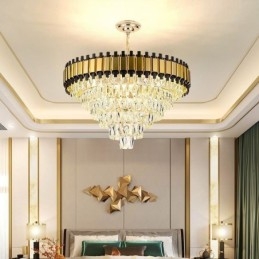 Lampada a sospensione in cristallo di lusso, illuminazione da soffitto rotonda