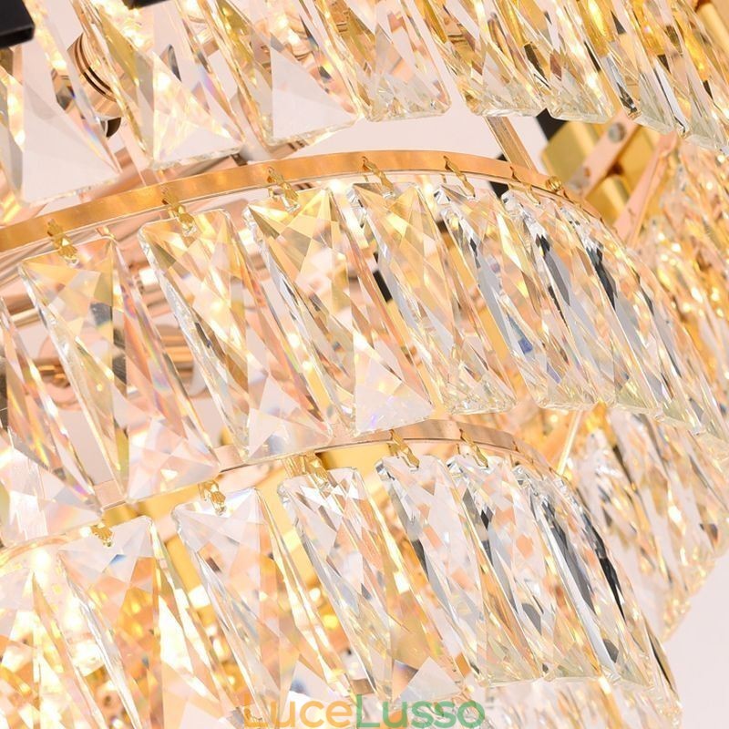Lampada a sospensione in cristallo di lusso, illuminazione da soffitto rotonda